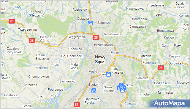 mapa Nowego Sącza, Nowy Sącz na mapie Targeo