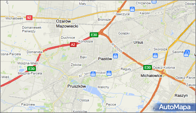 mapa Piastów powiat pruszkowski, Piastów powiat pruszkowski na mapie Targeo