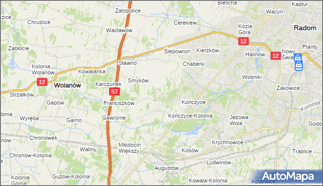 mapa Podkończyce, Podkończyce na mapie Targeo