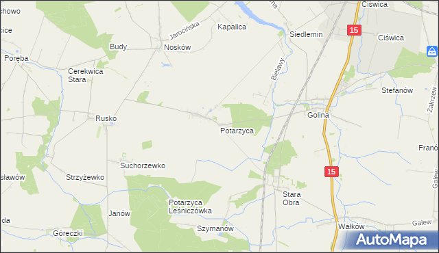 mapa Potarzyca gmina Jarocin, Potarzyca gmina Jarocin na mapie Targeo