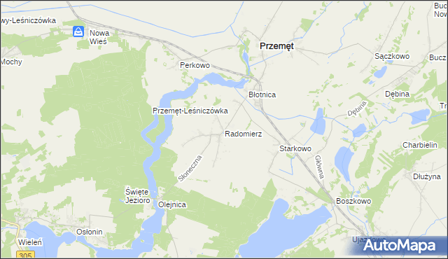 mapa Radomierz gmina Przemęt, Radomierz gmina Przemęt na mapie Targeo