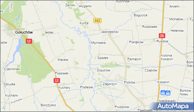 mapa Szadek gmina Blizanów, Szadek gmina Blizanów na mapie Targeo