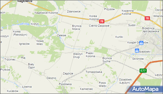 mapa Warzyn Pierwszy, Warzyn Pierwszy na mapie Targeo