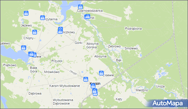 mapa Abisynia gmina Karsin, Abisynia gmina Karsin na mapie Targeo