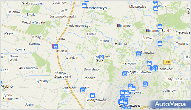 mapa Adamowa Góra, Adamowa Góra na mapie Targeo