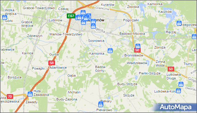 mapa Adamówek gmina Mszczonów, Adamówek gmina Mszczonów na mapie Targeo