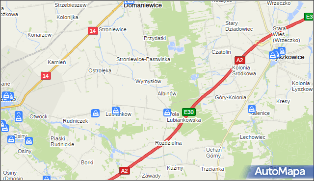 mapa Albinów gmina Głowno, Albinów gmina Głowno na mapie Targeo