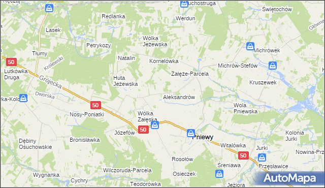 mapa Aleksandrów gmina Pniewy, Aleksandrów gmina Pniewy na mapie Targeo