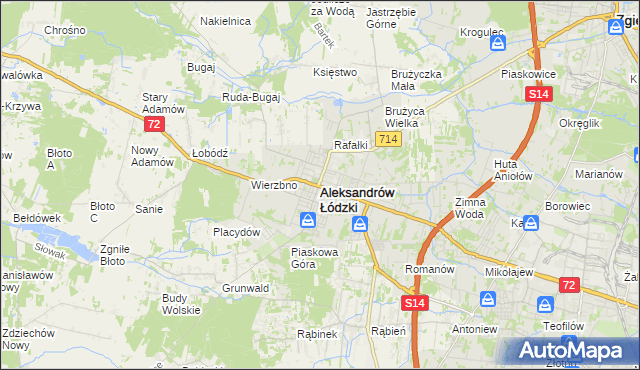 mapa Aleksandrów Łódzki, Aleksandrów Łódzki na mapie Targeo