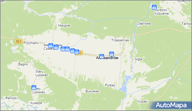 mapa Aleksandrów powiat biłgorajski, Aleksandrów powiat biłgorajski na mapie Targeo