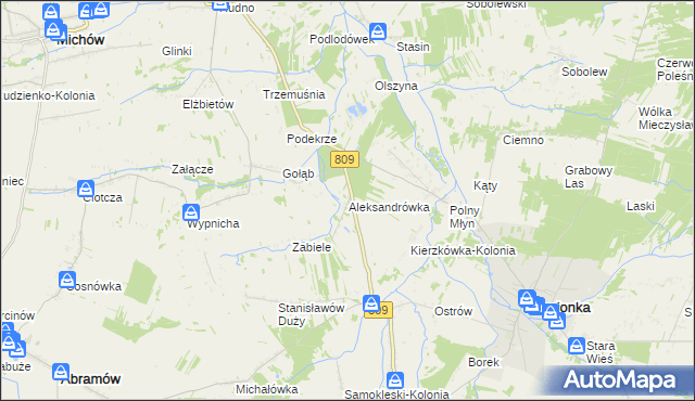 mapa Aleksandrówka gmina Michów, Aleksandrówka gmina Michów na mapie Targeo