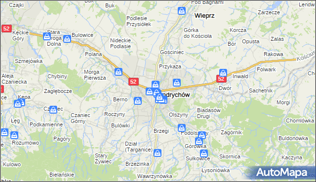 mapa Andrychów, Andrychów na mapie Targeo
