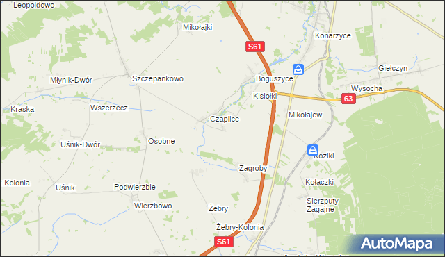 mapa Andrzejki, Andrzejki na mapie Targeo