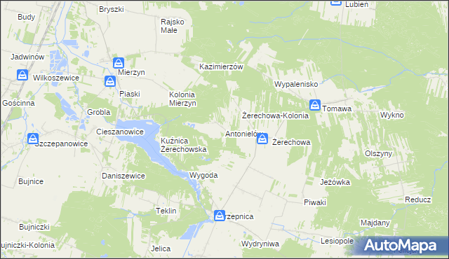 mapa Antonielów gmina Łęki Szlacheckie, Antonielów gmina Łęki Szlacheckie na mapie Targeo