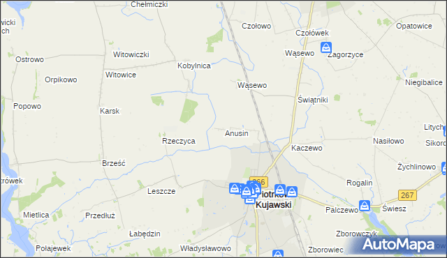 mapa Anusin gmina Piotrków Kujawski, Anusin gmina Piotrków Kujawski na mapie Targeo