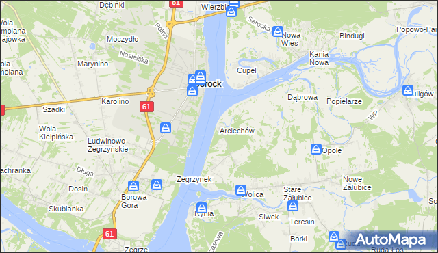 mapa Arciechów gmina Radzymin, Arciechów gmina Radzymin na mapie Targeo