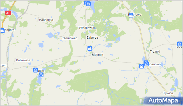 mapa Babinek gmina Banie, Babinek gmina Banie na mapie Targeo