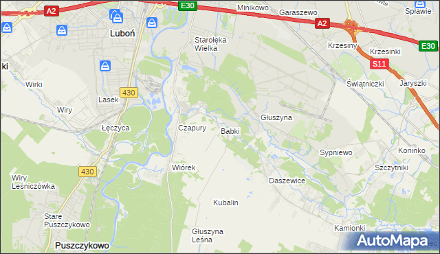 mapa Babki gmina Mosina, Babki gmina Mosina na mapie Targeo