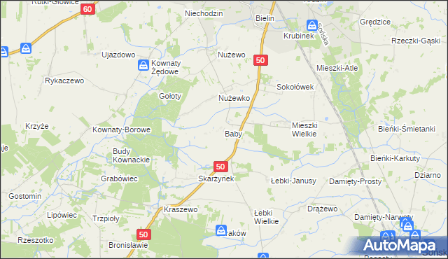 mapa Baby gmina Ciechanów, Baby gmina Ciechanów na mapie Targeo