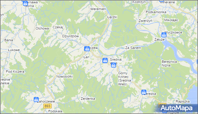 mapa Bachlawa, Bachlawa na mapie Targeo