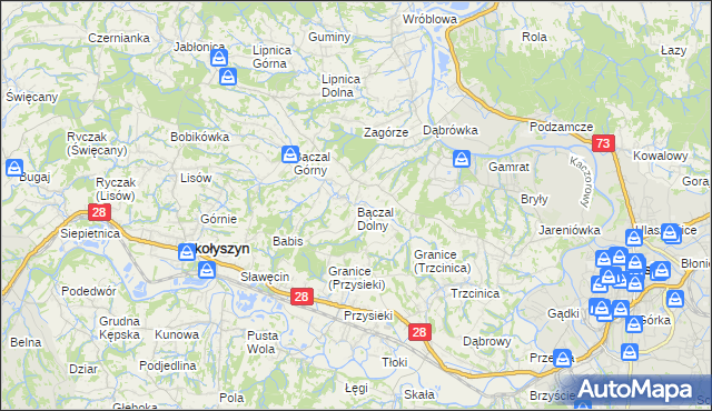 mapa Bączal Dolny, Bączal Dolny na mapie Targeo