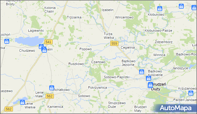 mapa Bądkowo-Rumunki, Bądkowo-Rumunki na mapie Targeo