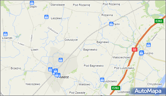mapa Bagniewko gmina Pruszcz, Bagniewko gmina Pruszcz na mapie Targeo
