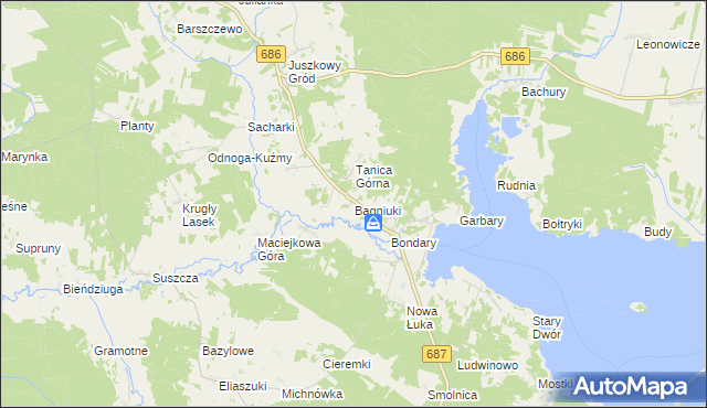 mapa Bagniuki, Bagniuki na mapie Targeo