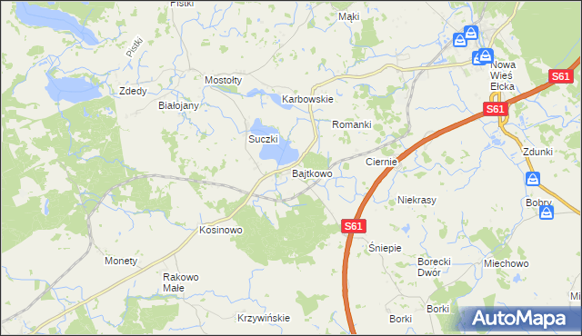 mapa Bajtkowo, Bajtkowo na mapie Targeo