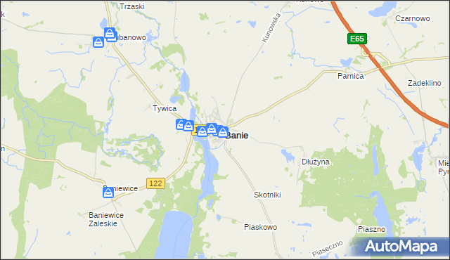 mapa Banie, Banie na mapie Targeo