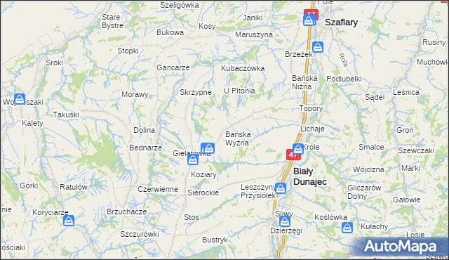 mapa Bańska Wyżna, Bańska Wyżna na mapie Targeo