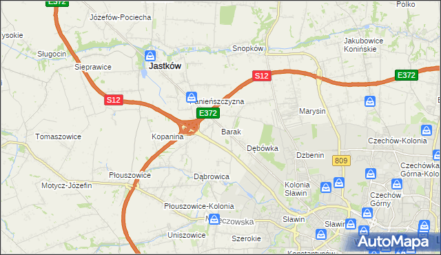 mapa Barak gmina Jastków, Barak gmina Jastków na mapie Targeo