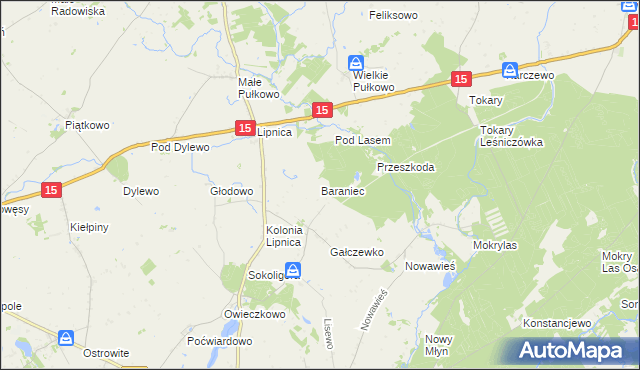 mapa Baraniec gmina Golub-Dobrzyń, Baraniec gmina Golub-Dobrzyń na mapie Targeo