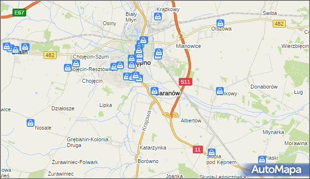 mapa Baranów powiat kępiński, Baranów powiat kępiński na mapie Targeo