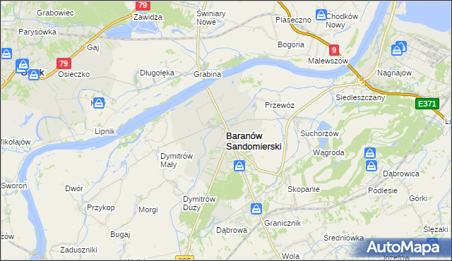mapa Baranów Sandomierski, Baranów Sandomierski na mapie Targeo