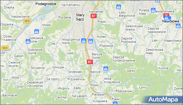 mapa Barcice Dolne, Barcice Dolne na mapie Targeo