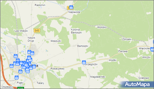 mapa Bartoszki, Bartoszki na mapie Targeo