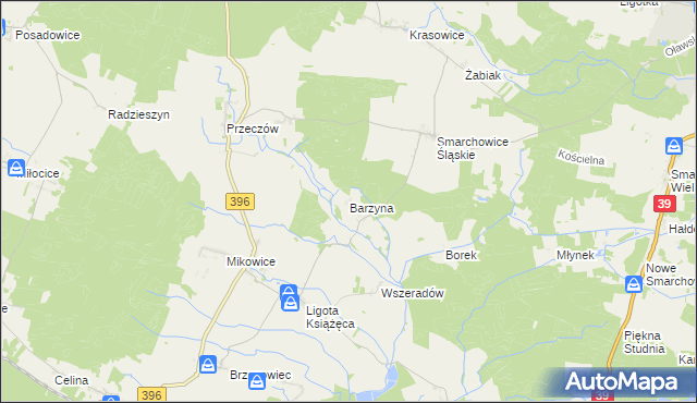 mapa Barzyna gmina Namysłów, Barzyna gmina Namysłów na mapie Targeo