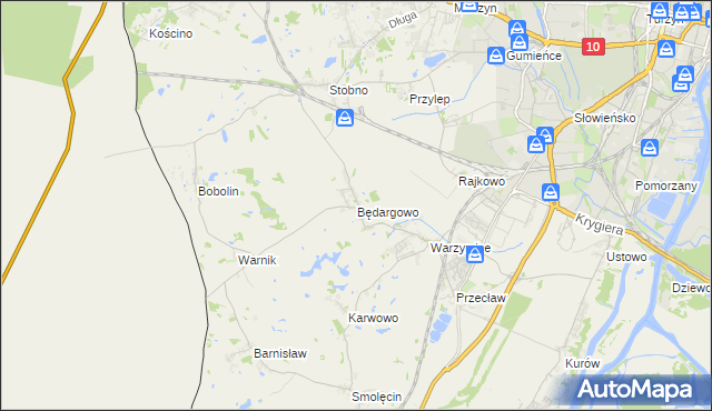 mapa Będargowo gmina Kołbaskowo, Będargowo gmina Kołbaskowo na mapie Targeo