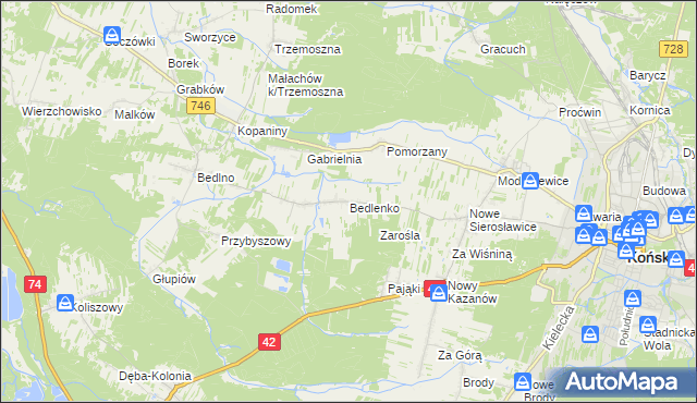 mapa Bedlenko, Bedlenko na mapie Targeo