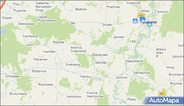 mapa Biadaczew, Biadaczew na mapie Targeo