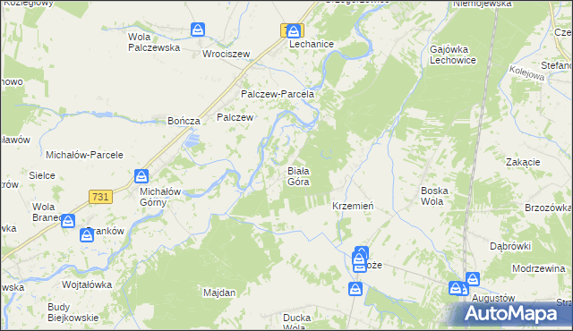 mapa Biała Góra gmina Stromiec, Biała Góra gmina Stromiec na mapie Targeo