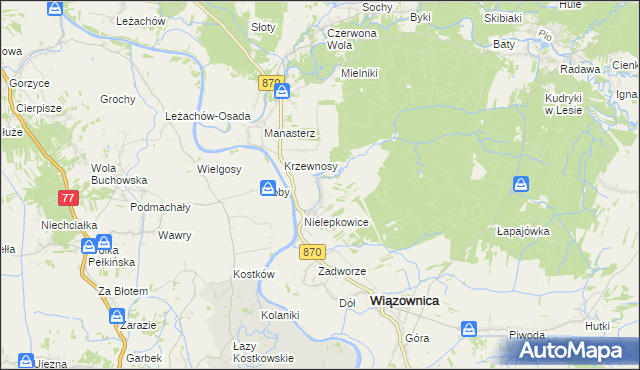 mapa Biała Góra gmina Wiązownica, Biała Góra gmina Wiązownica na mapie Targeo