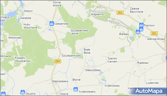 mapa Białe Błota gmina Dąbrowa, Białe Błota gmina Dąbrowa na mapie Targeo