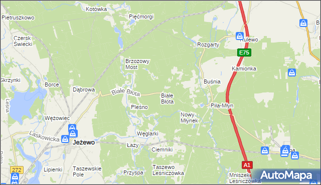 mapa Białe Błota gmina Jeżewo, Białe Błota gmina Jeżewo na mapie Targeo