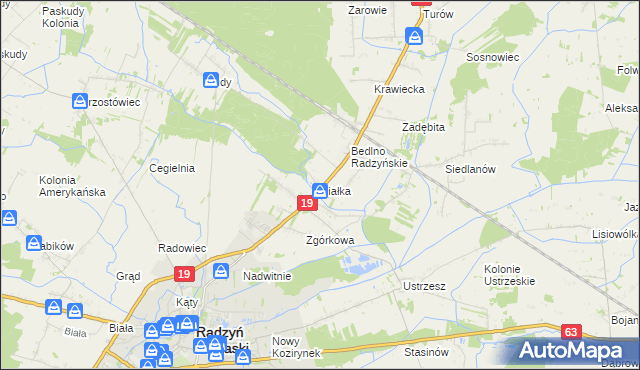 mapa Białka gmina Radzyń Podlaski, Białka gmina Radzyń Podlaski na mapie Targeo