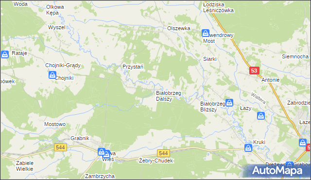 mapa Białobrzeg Dalszy, Białobrzeg Dalszy na mapie Targeo
