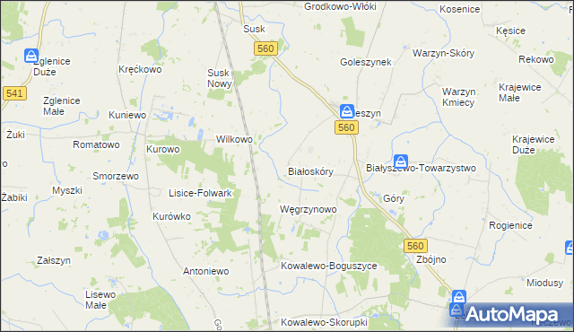 mapa Białoskóry gmina Sierpc, Białoskóry gmina Sierpc na mapie Targeo