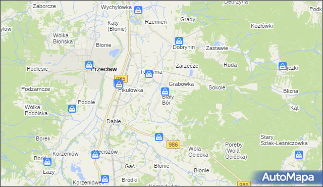 mapa Biały Bór gmina Przecław, Biały Bór gmina Przecław na mapie Targeo