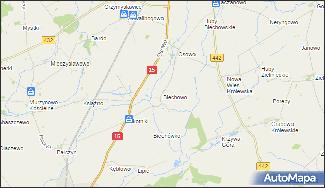 mapa Biechowo gmina Miłosław, Biechowo gmina Miłosław na mapie Targeo